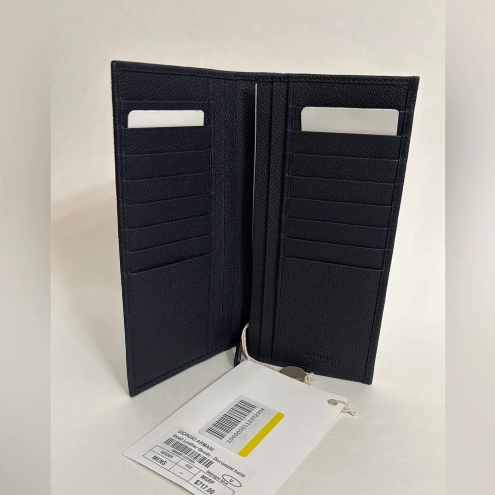NWT $727 GIORGIO ARMANI Large Leather Wallet - Document Holders for Men